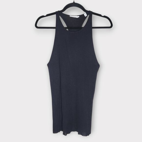 A.L.C. Womens Nello Racerback Tank Top Sm Black Cotton Blend Minimalist - Picture 2 of 8